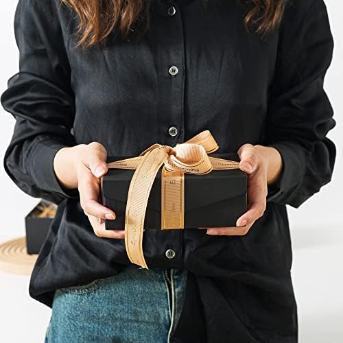 נפש ונתיב קופסאות מתנה קרטון שחור למתנות עם מכסים מגנטיים: קרטוני מתנה של חתנים קננים, ערימת מכולות לעטוף מתנה, קופסאות מזכרת