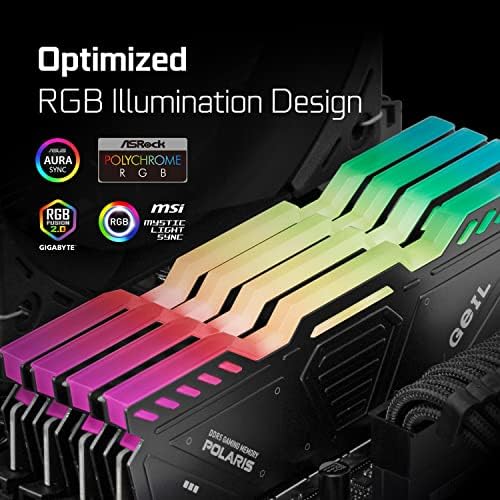 GEIL POLARIS RGB DDR5 RAM, 32GB 5200MHz 1.1V, AMD תואם, DIMM ארוך זיכרון שולחן עבודה מהיר, Hardcore Gaming/Multimedia יצירת