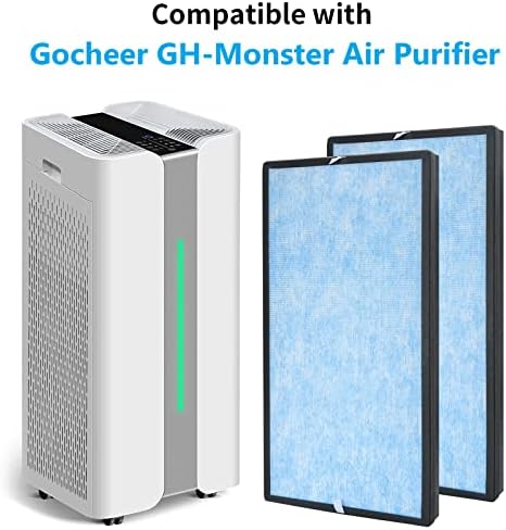 מסנן אוויר החלפת GH-Monster תואם למטהר מפלצת Gocheer, פילטר 3 ב -1 של H13 HEPA אמיתי, פילטר פחמן וסינון עדין, 2 חבילות