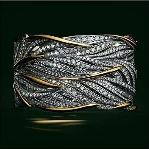 2023 חדש חדש יצירתי מצופה שני צבע אמיתי זהב זירקון טבעת נשי אירוסין טבעת טבעות גודל 12 נשים