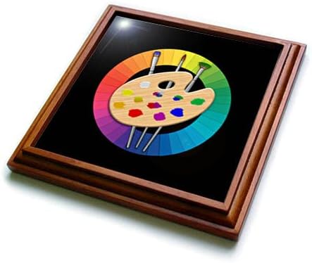 3 דרוז פלטת צבע אמן עם מברשות מעל גלגל צבע. - טריבס