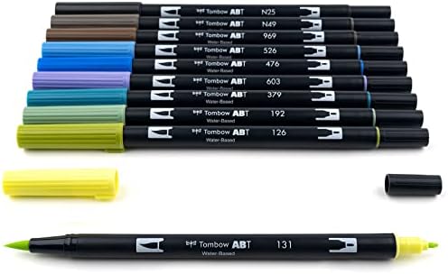 טומבו 56149 סמני אמנות עט מברשת כפולה,סט 96 צבעים עם מעמד לשולחן. ניתן לערבוב &מגבר; 56169 סמני אמנות עט מברשת כפולה, נוף,