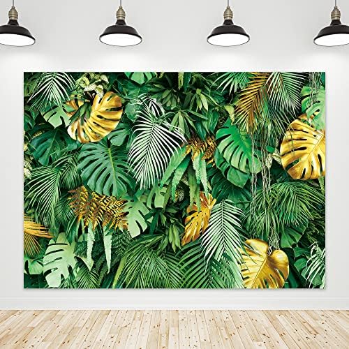 ריידקור ג ' ונגל ירוק דקל טרופי עלים רקע פוליאסטר בד זהב עלה צמחים ספארי טבע קיץ הוואי 7 ווקס5 שעות רגליים צילום
