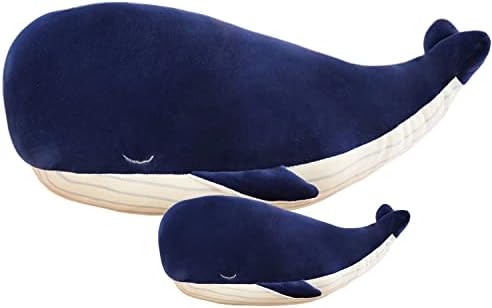 KEKESO לוויתן כחול גדול ממולא חיה פלאש צעצוע לוויתן רך דופין כרית חיבוק כרית לוויתן חמוד קטיפה בובה צעצוע גב כרית
