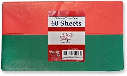 60 חג המולד רקמות נייר גיליונות לחג מלאכות דקור אריזת גלישת ושקיות 2 מוצק צבעים של 35 אדום רקמות נייר 25 ירוק רקמות נייר