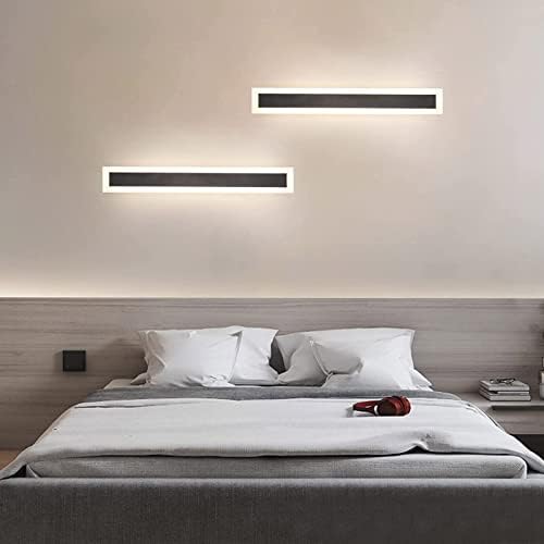 KAWELL 15W מודרני LED קיר אקרילי פמוטים רצועה ארוכה תקע קיר LED אור עם מתג מלבן שחור LED קיר מנורת מקורה חיצונית למסדרון חיצוני