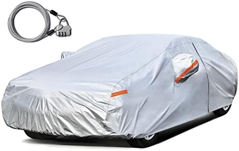 כיסוי מכוניות של קיימה לרכב, כל מזג האוויר אטום למים עם מנעול ודלת רוכסן, כיסוי חיצוני שמש הגנה על גשם UV, סדאן Fit