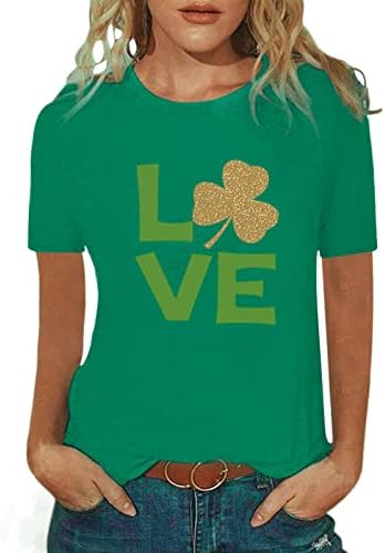 סנט פטריק יום חולצות נשים אירי שמרוק גמד הדפסת מצחיק טיז קצר שרוול עגול צוואר נוח בסיסי חולצות