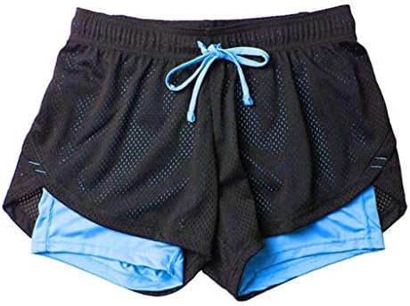 מכנסי ספורט של ג'ופוב נשים מזויפות 2 PC רשת מוצקה נושמת מכנסי מיני יבשים מהירים
