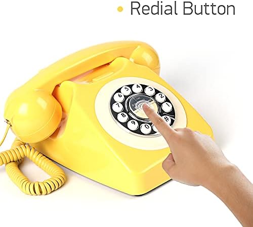 טלפון סיבובי, טלפון חיוג רטרו משנת 1960, טלפונים קוויים קלאסיים עם כפתור מחדש, טלפון כבלים וינטג 'לעיצוב הבית,