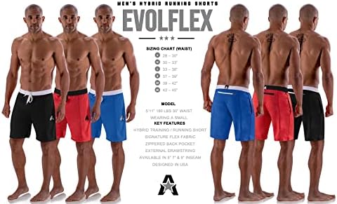המנון אתלטיקה Evolflex אימון מכנסיים קצרים בגברים בגודל 9 אינץ 'של כיסי צד ואחור - אימונים, אתלטי, ריצה, מכנסי כושר