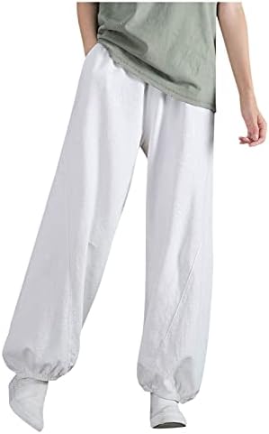 נשים מקרית קיץ מכנסיים מכנסיים תחתוני מותניים כותנה נשים אלסטי רופף כיס מכנסיים מכנסיים נשים עבודה