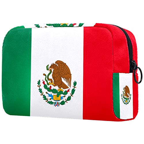 תיק מטענה קוסמטי איפור איפור מארגן שטיפה שקית שקית עם דגל רוכסן של מקסיקו לאביזרי נסיעה חיוניים