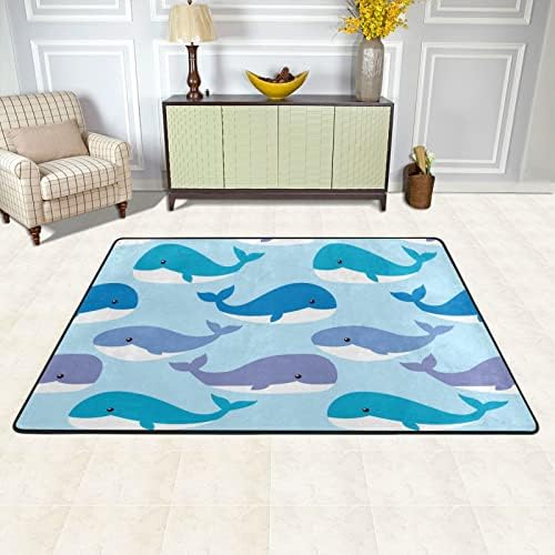 לווייתנים כחולים חמודים שטיחים גדולים של שטיחים משתלת שטיח פליימט שטיח לילדים משחק חדר שינה חדר סלון 36 x 24 אינץ ', שטיח