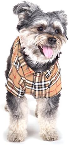את ראוי כלב פלנל משובץ כפתור עד מראה לחיות מחמד חולצה, רך לנשימה כותנה תלבושות טיז לכלבים, טאן-קטן
