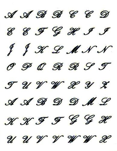 מדבקת ציפורניים / אמנות ציפורניים - אוסף חתימות-אלפבית סקריפט