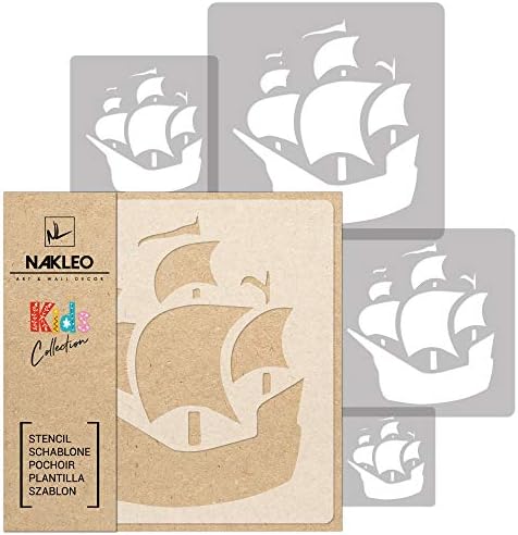 NAKLEO 5 PCS שבלונות פלסטיק לשימוש חוזר - שודדי ספינה קורסייר - 13.4 עד 3.5 - דפוס לילדים לילדים צביעת תבנית תבנית - ריהוט