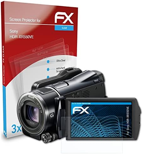 סרט הגנת המסך של Atfolix התואם למגן המסך של Sony HDR-XR550VE, סרט מגן אולטרה-ברור FX