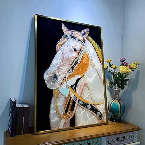 סטארי 5 ערכות ציור יהלומים עשה זאת בעצמך למבוגרים גודל גדול סוס לבן פסיפס אבני חן רקמת תפאורה קיר משפחתית 43.3