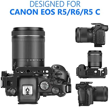 כלוב מצלמה של Neewer התואם ל- Canon EOS R5 R6 R5 C, מייצב אסדות DSLR של סגסוגת אלומיניום עם חוטים 1/4 ו- 3/8,