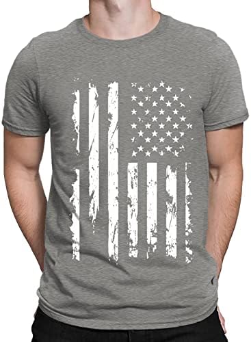 גברים של רטרו אמריקאי דגל חולצה קצר שרוול פטריוטית עצמאות יום חולצות אימון פיתוח גוף שרירים בכושר חולצה