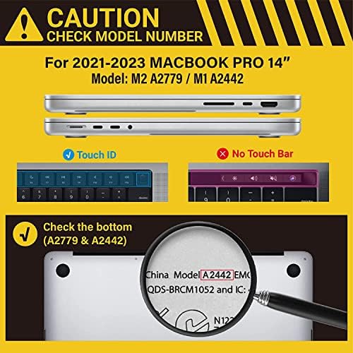 Ibenzer תואם MacBook Pro 14 אינץ 'מקרה 2023 2022 2021 M2 A2779 M1 A2442 PRO MAX, CASELDSHELL CASE & Keyboard Covercover