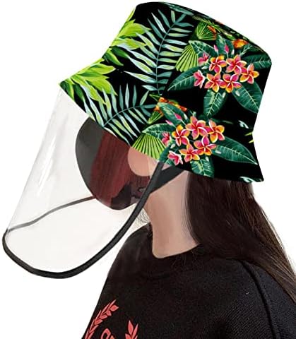 כובע מגן למבוגרים עם מגן פנים, כובע דייג כובע אנטי שמש, עלה דקל טרופי אננס פרח הוואי מודרני