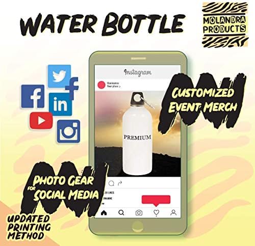 מוצרי Molandra Instructer - 20oz hashtag בקבוק מים לבן נירוסטה עם קרבינר, לבן