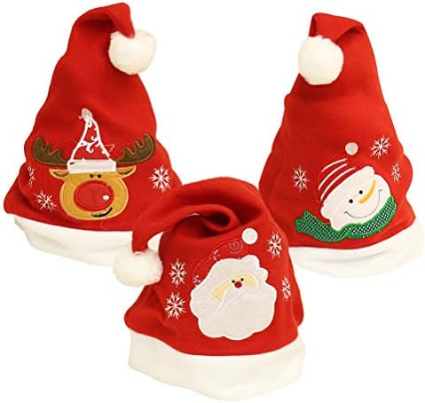 3 יחידות חג המולד כובע קריקטורה דקורטיבי כובע מבוגרים כובעי כיסוי ראש מסיבת קישוט רקום כובע צד טובה