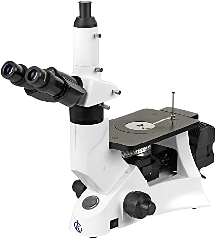 מיקרוסקופ מקצועי קלשטיין מטלורגית הפוכה טרינוקולרית, עם עינית שדה רחבה במיוחד עם נקודה גבוהה פי 10 / 20 ומנורת הלוגן 6 וולט