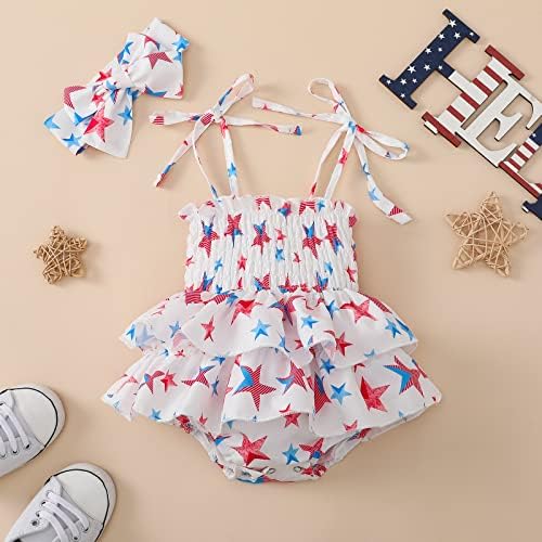 נובו פעוט תינוקת תינוקת רביעית ביולי שמלות יום עצמאות תלבושת קיד כוכבי דגל אמריקאי כוכבי פסים בגדי שמלה פטריוטיים