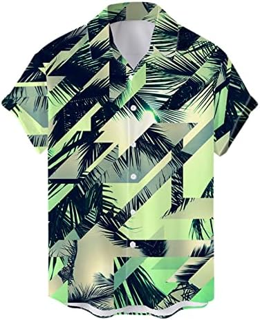 כפתור Zddo Mens במורד חולצות הוואי, שרוול קצר של קיץ עץ טרופי הדפס חולצה מזדמנת