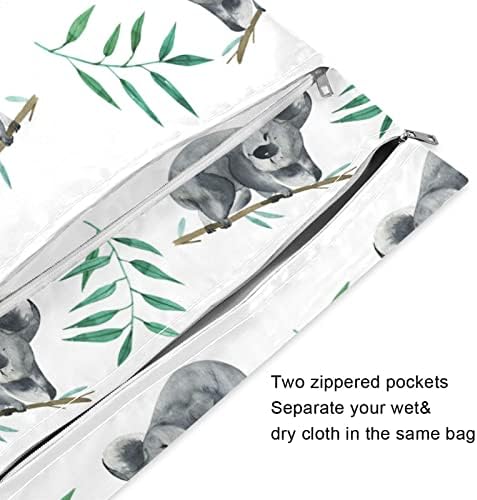 KIGAI KOALA במבוק 2 יחידים חיתול בד רטובים שקיות יבשות עם כיסי ידית אטום למים לשימוש חוזר לנסיעות, חוף, בריכה, בגדי כושר, חיתולים,