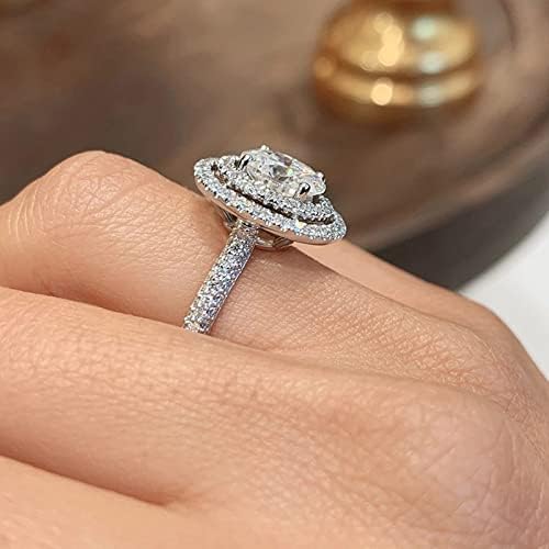 נשים מצלצלות אופנה צורה עגולה טבעת יהלום חתוך ריינסטון טבעת אירוסין לנשים מתנות תכשיטים טבעות נישואין
