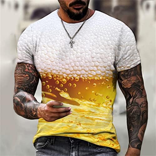 חולצות מעצבים לגברים תלת מימד הדפסת בירה דיגיטלית עגולה צוואר עגול שרוול קצר חולצה חולצה כל משחקים מגניבים מסוגננים