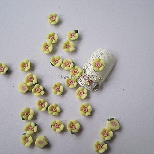 1-7 30 יחידות חמוד קרמיקה צהוב פרח צורת נייל אמנות קישוט