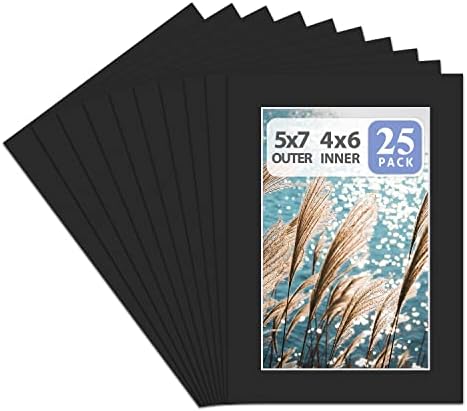 אמנות גולדן סטייט, ללא חומצה, חבילה של 25, 5 על 7 מאטס תמונות שחורות עבור 4 על 6 תמונות-חיתוך פוע ליבה לבן