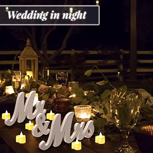 27 מחשב MR & MRS שלט לשולחן חתונה לב אורות תה חסר תה נרות נרות סוללה המופעלת נרות נרות מצביעים נרות מזויפים לחתונה,
