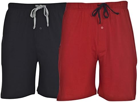Hanes's Hanes's 2-Packing Thackstring Shorkstring מכנסיים קצרים סריגים מותניים וכיסים, רכיבה על אופניים אדום/שחור,