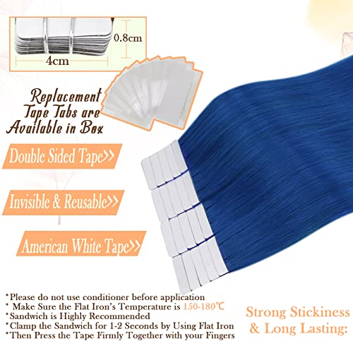 צבעוניאפקט הבהרה קלנוער שתי חבילה קלטת בתוספות שיער אמיתי שיער טבעי כחול ו צהבהב 16+18 אינץ
