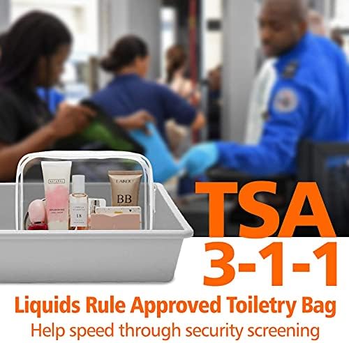 אריזה שקית טופולרות ברורה, 3 חבילות TSA תאושר תיק טנדרטוק תיק בגודל ליטר, תיק קוסמטיקה של איפור נסיעות לגברים,