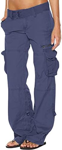 מכנסי מטען נמוכים לנשים רגליים ישרות רחבות רגליים רחבות בגדי רחוב מכנסיים מזדמנים עם כיסים