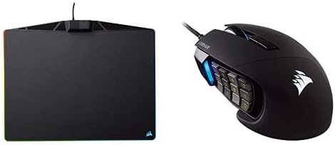 Cosair Scimitar Pro RGB - MMO Gaming Mouse - 16,000 חיישן אופטי DPI - 12 כפתורי צד לתכנות - שחור וקורסייר MM800 פולריס RGB