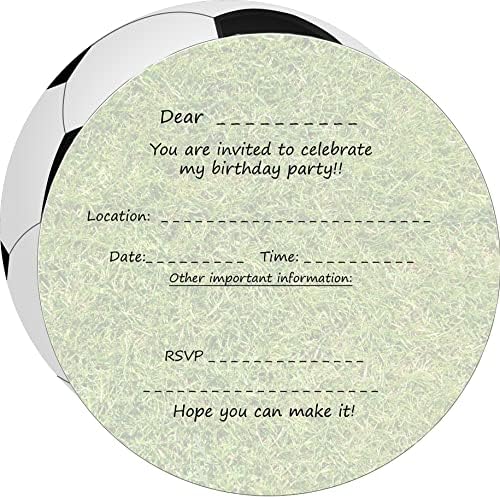 30 x כדורגל עגול מזמין הזמנות למסיבת יום הולדת לילדים ללא מעטפות