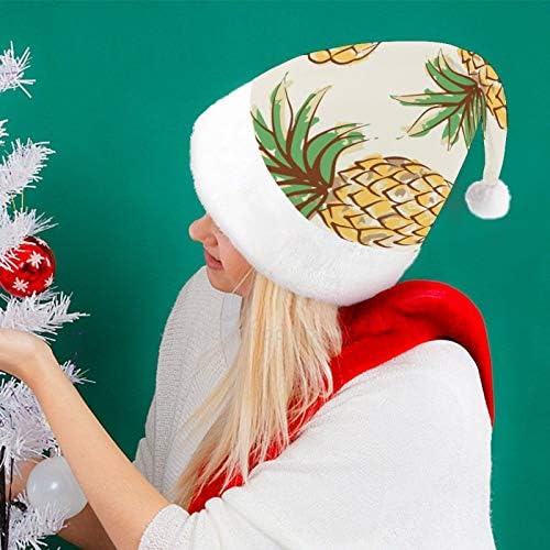 חג המולד סנטה כובע, צהוב אננס חג המולד חג כובע למבוגרים, יוניסקס נוחות חג המולד כובעי לשנה חדשה חגיגי תלבושות חג מסיבת