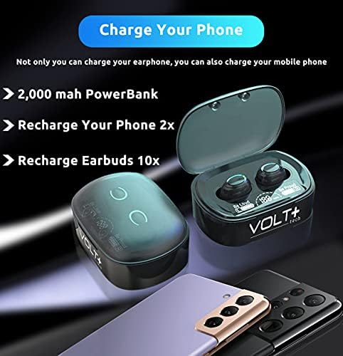 Volt Plus Tech Wireless V5.1 Pro אוזניות תואמות ל- ASUS TUF Gaming VG279QM IPX3 Bluetooth מגע אטום/הפחתת זיעה/הפחתת