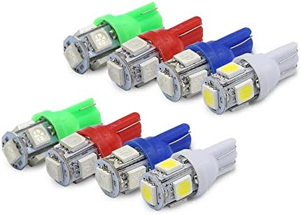 JCWIN 194 נורות LED אדום ירוק לבן כחול סופר סופר בהיר, נורות LED T10, 168 נורת LED, נורות LED לרכב פנימי כיפה לוחית
