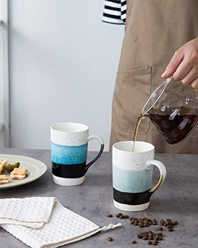 פנאי עשיר 13 עוז ספל קפה סט של 2-כוסות תה קרמיקה עם ידית - מיקרוגל ומדיח כלים בטוח, מושלם לאוהבי כוסות או ספל-זיגוג דנבי