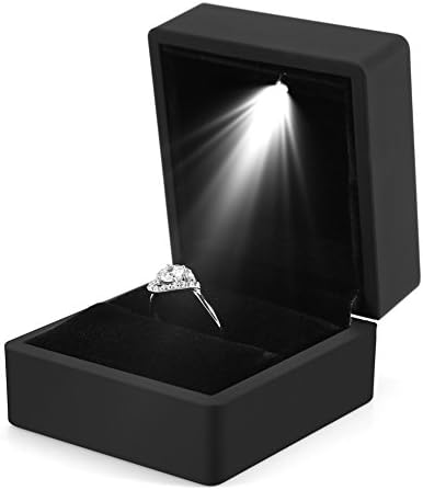 ZJCHAO 4 צבעים קופסת טבעת טבעת טבעת תיבת תצוגה, תיבת טבעת LED אחסון קופסת טבעת מארז אחסון, LED אופנתי LED מואר תכשיטים