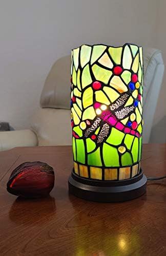 תאורת אמורה טיפאני סגנון מנורה מבטא 10 ויטראז 'גבוה זכוכית צהובה אדומה שפירית פרחונית וינטג